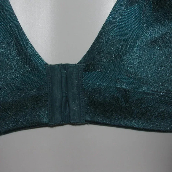 CACIQUE Green Padded Floral Overlay Underwire Bra Plus Size 40DD - Picture 4 of 5